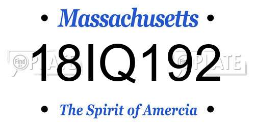 18IQ192 Massachusetts License Plate