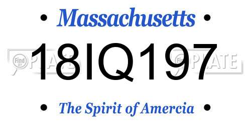 18IQ197 Massachusetts License Plate