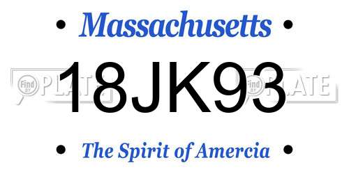 18JK93 Massachusetts License Plate