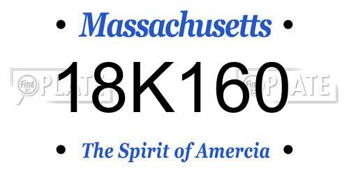 18K160 Massachusetts License Plate