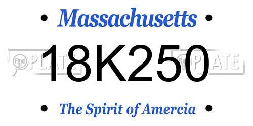 18K250 Massachusetts License Plate