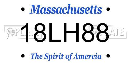 18LH88 Massachusetts License Plate