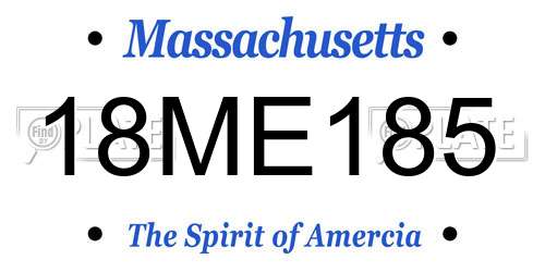 18ME185 Massachusetts License Plate