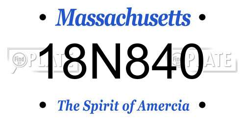 18N840 Massachusetts License Plate