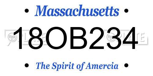 18OB234 Massachusetts License Plate