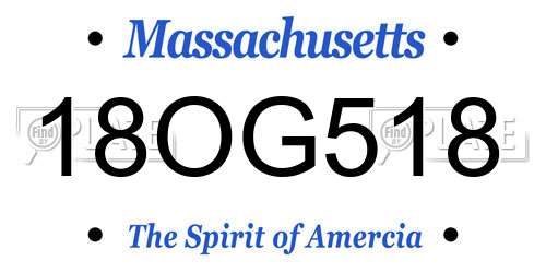 18OG518 Massachusetts License Plate