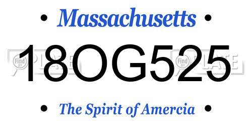 18OG525 Massachusetts License Plate
