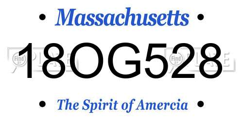 18OG528 Massachusetts License Plate