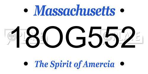 18OG552 Massachusetts License Plate