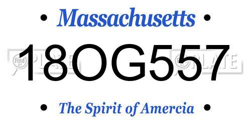 18OG557 Massachusetts License Plate