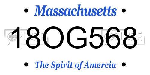 18OG568 Massachusetts License Plate