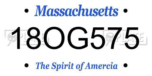 18OG575 Massachusetts License Plate