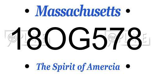 18OG578 Massachusetts License Plate