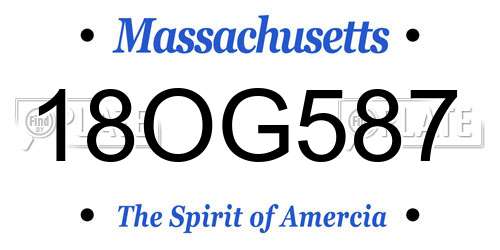 18OG587 Massachusetts License Plate