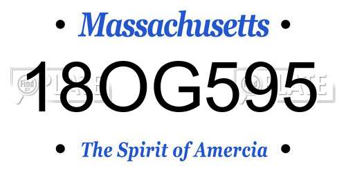 18OG595 Massachusetts License Plate