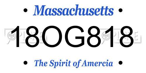 18OG818 Massachusetts License Plate