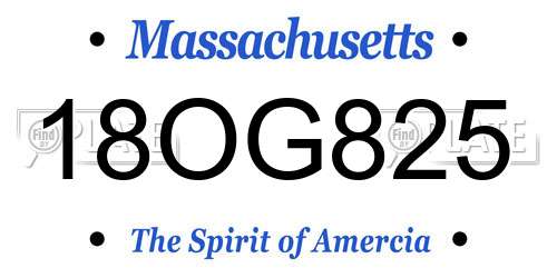 18OG825 Massachusetts License Plate
