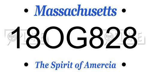 18OG828 Massachusetts License Plate