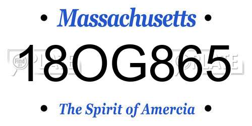 18OG865 Massachusetts License Plate
