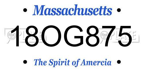 18OG875 Massachusetts License Plate