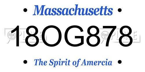 18OG878 Massachusetts License Plate