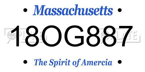 18OG887 Massachusetts License Plate