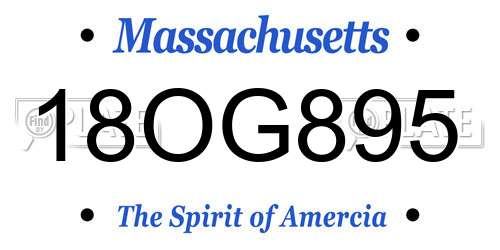 18OG895 Massachusetts License Plate