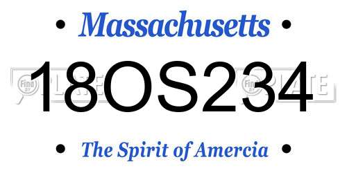 18OS234 Massachusetts License Plate