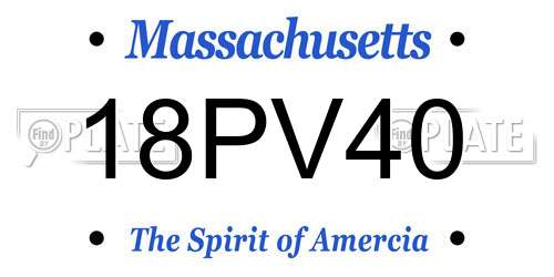 18PV40 Massachusetts License Plate
