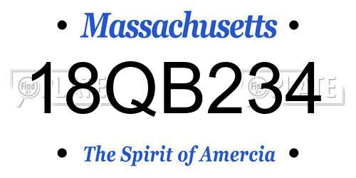 18QB234 Massachusetts License Plate