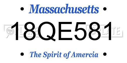 18QE581 Massachusetts License Plate