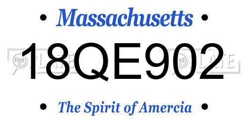 18QE902 Massachusetts License Plate