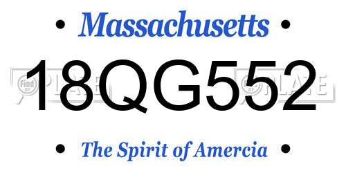 18QG552 Massachusetts License Plate