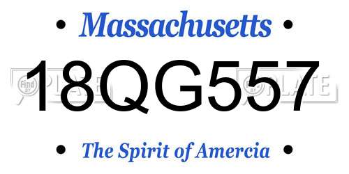 18QG557 Massachusetts License Plate