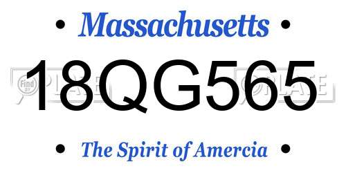 18QG565 Massachusetts License Plate