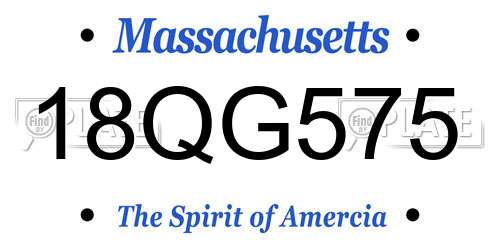 18QG575 Massachusetts License Plate