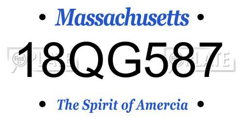 18QG587 Massachusetts License Plate