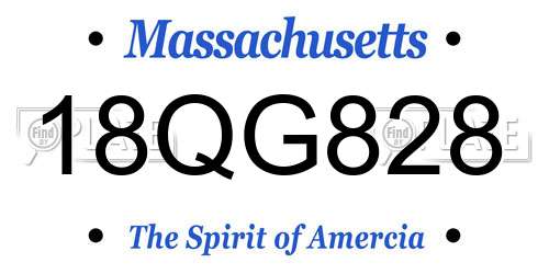 18QG828 Massachusetts License Plate