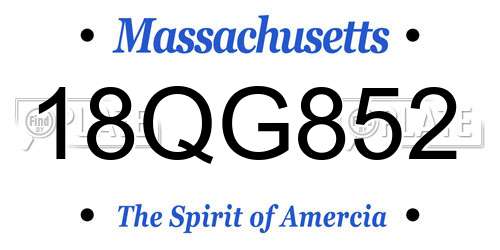 18QG852 Massachusetts License Plate