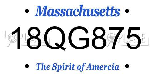 18QG875 Massachusetts License Plate