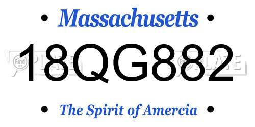 18QG882 Massachusetts License Plate