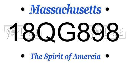 18QG898 Massachusetts License Plate