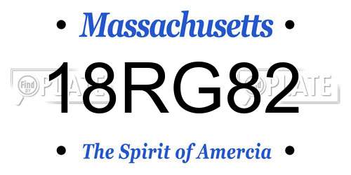 18RG82 Massachusetts License Plate