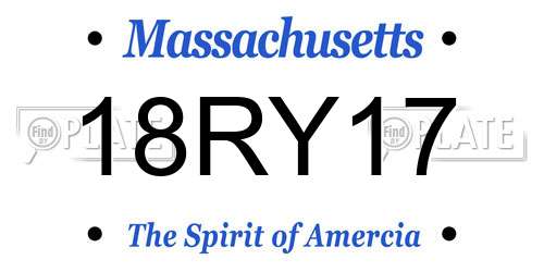18RY17 Massachusetts License Plate