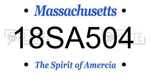 18SA504 Massachusetts License Plate