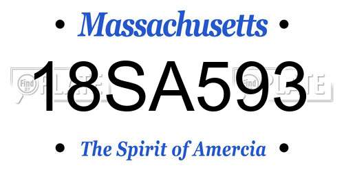 18SA593 Massachusetts License Plate