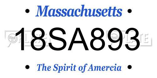 18SA893 Massachusetts License Plate