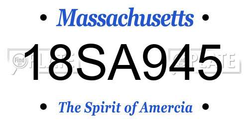 18SA945 Massachusetts License Plate