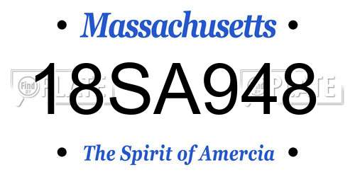 18SA948 Massachusetts License Plate
