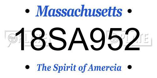18SA952 Massachusetts License Plate